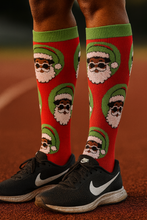Load image into Gallery viewer, (PRE-ORDER) 🎅🏾 Merry & Melanated • Black Santa Compression Socks (knee length)
