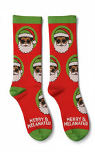 Load image into Gallery viewer, 🎅🏾 Merry & Melanated • Black Santa Crew Socks