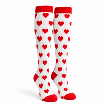 Load image into Gallery viewer, Red and White Heart Compression Socks
