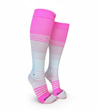 Load image into Gallery viewer, Pretty in Pink and White Striped Compression Socks
