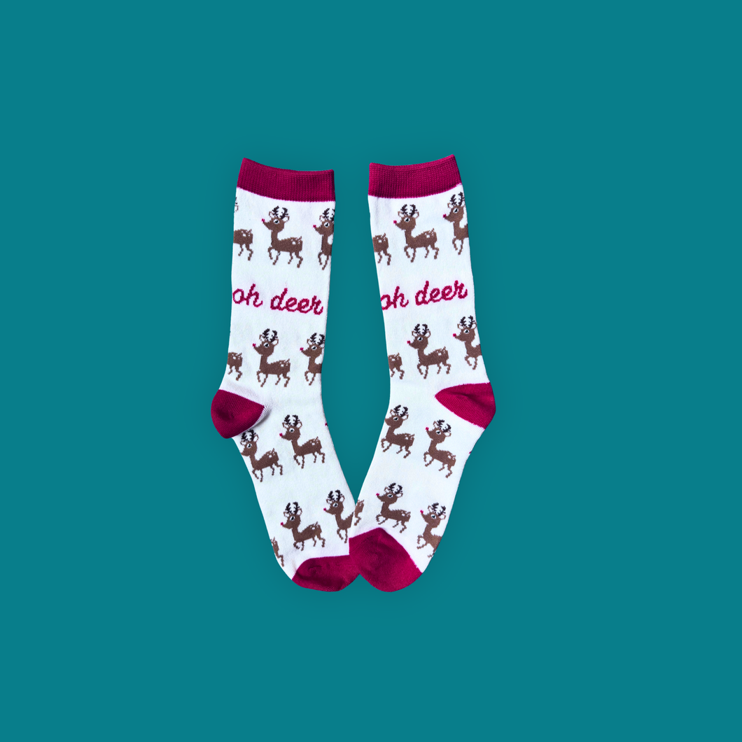 Oh Deer! – Reindeer Crew Socks