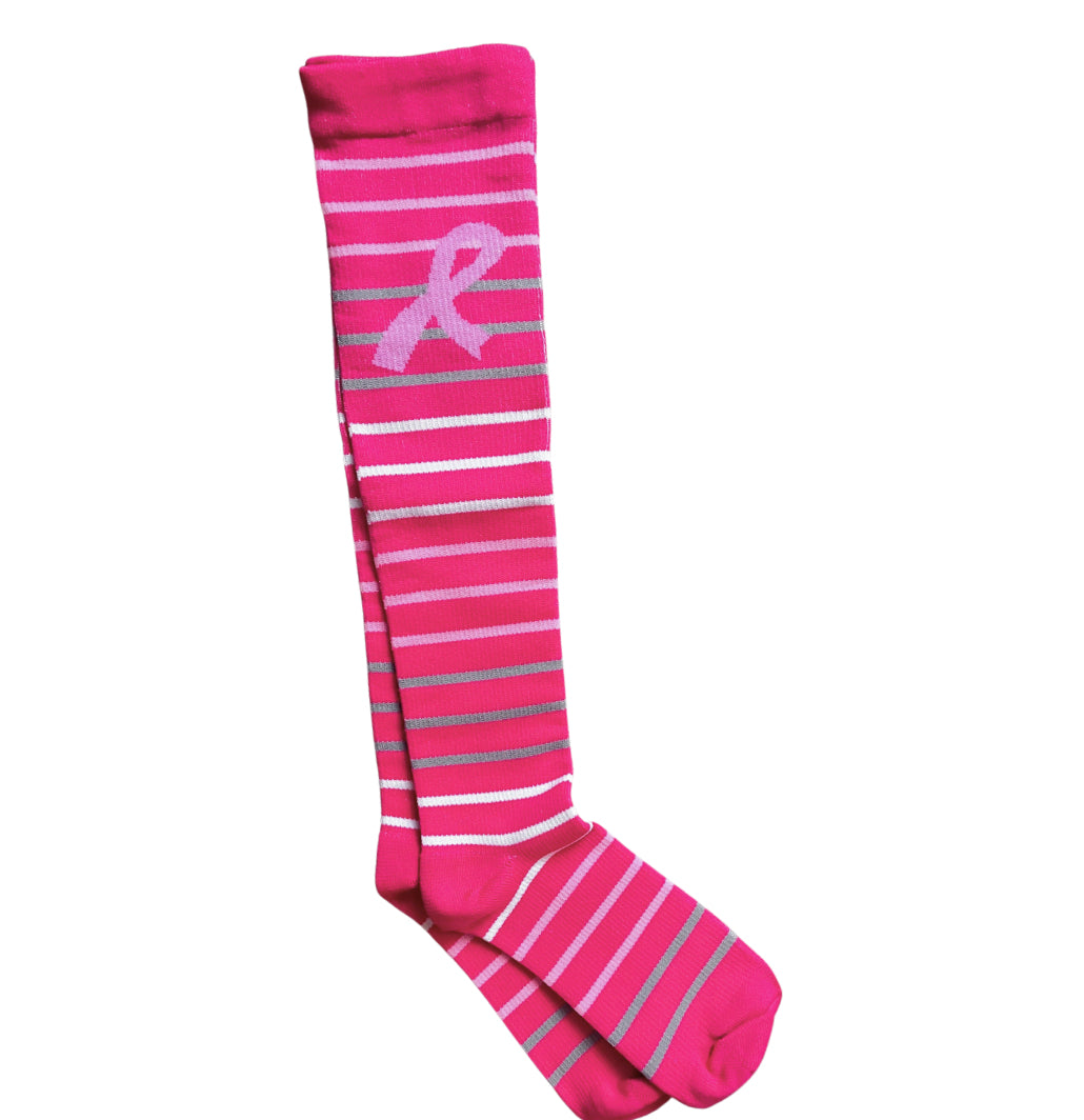 Sale! Pink Breast Cancer Ribbon Compression Socks