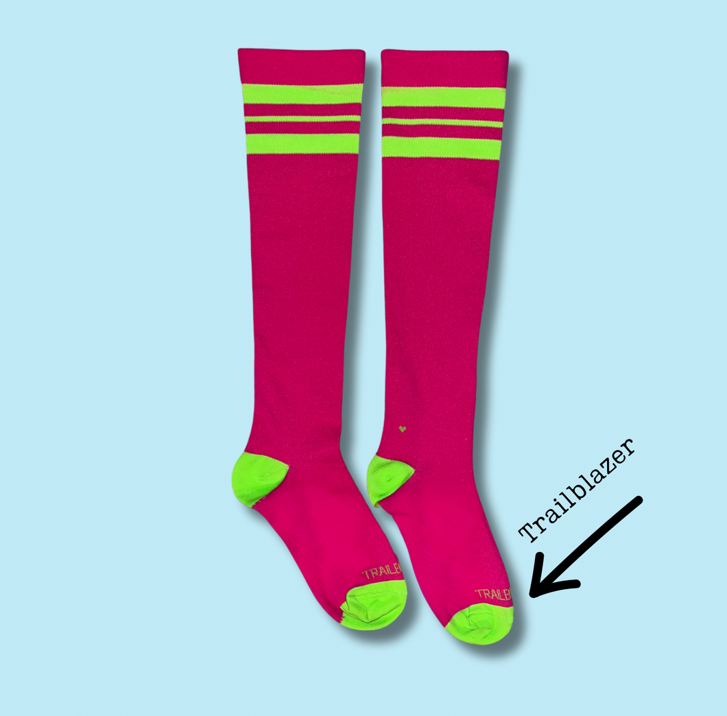Trailblazer Pink and Green Compression Socks
