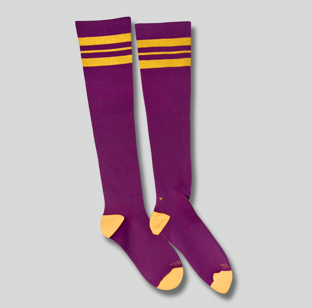 Purple and Gold Compression Socks