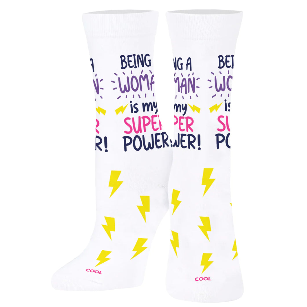 SUPER POWER WOMAN CREW SOCKS