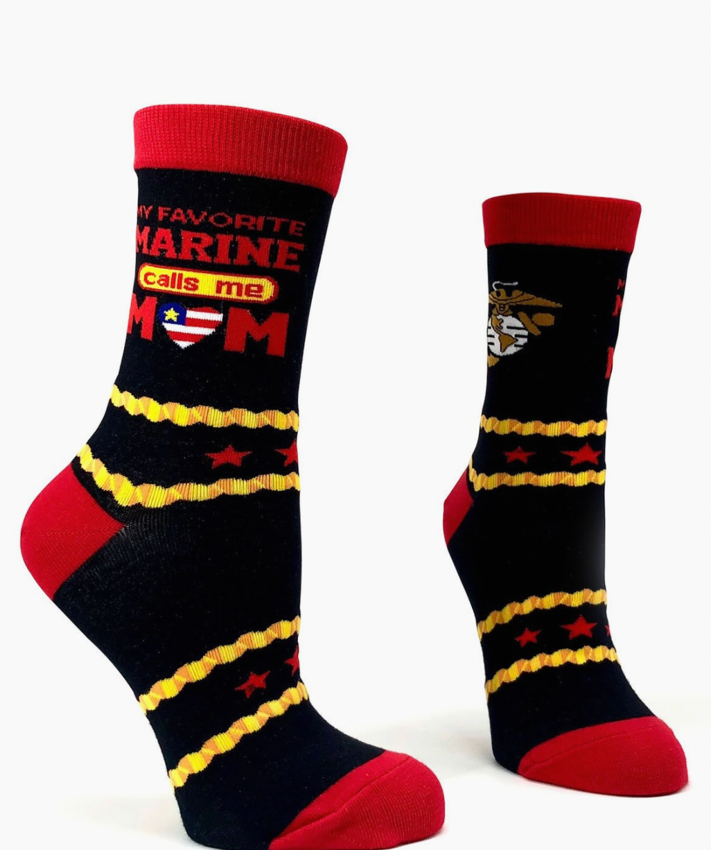 My Favorite Marine Calls Me Mom Women's Crew Socks