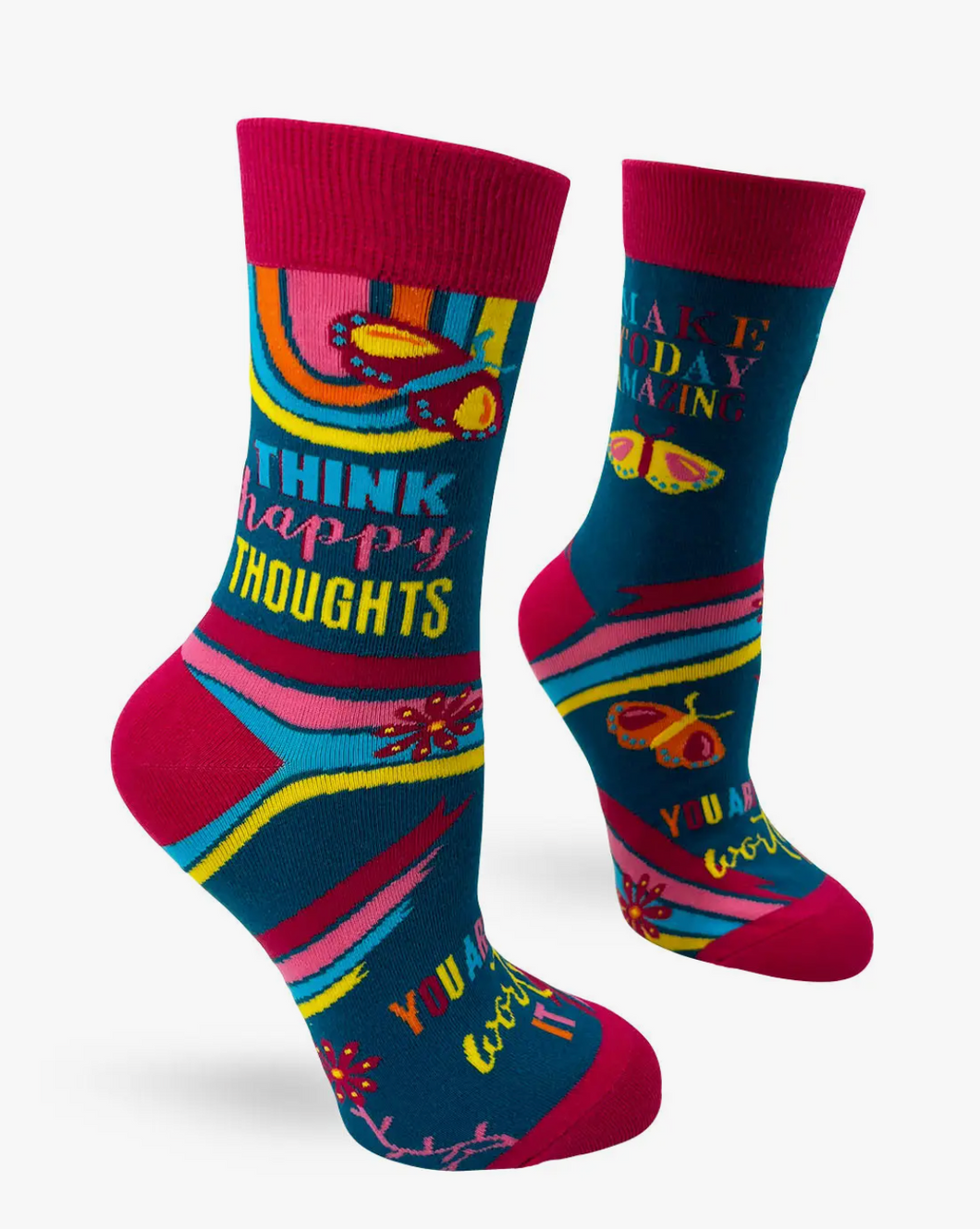 Think Happy Thoughts Crew Socks